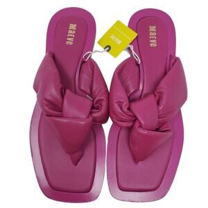 Anthropologie Maeve Leather Flat Knotted Slip On Sandals Pink Rose Size 6M